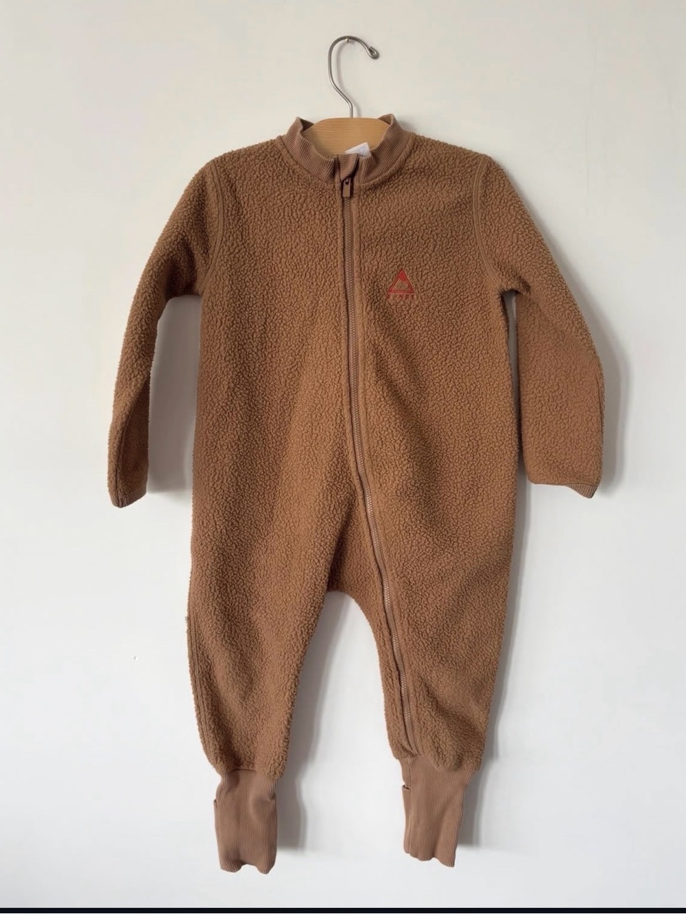 Bonds Tan Brown Sherpa One-Piece Footie bonds explorer suit